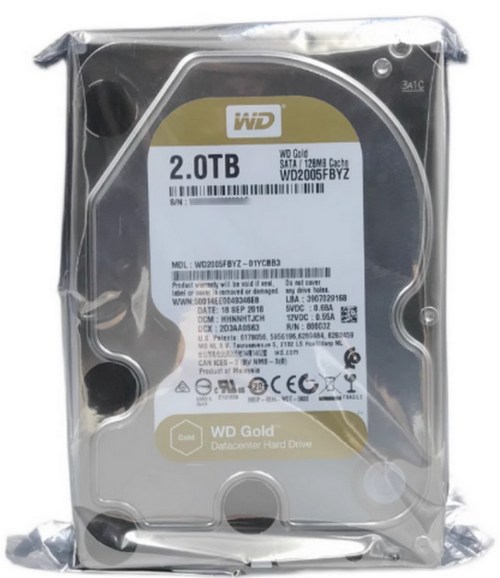 西數(shù)金盤2TB SATA WD2005VBYZ GOLD企業(yè)級機(jī)械硬盤